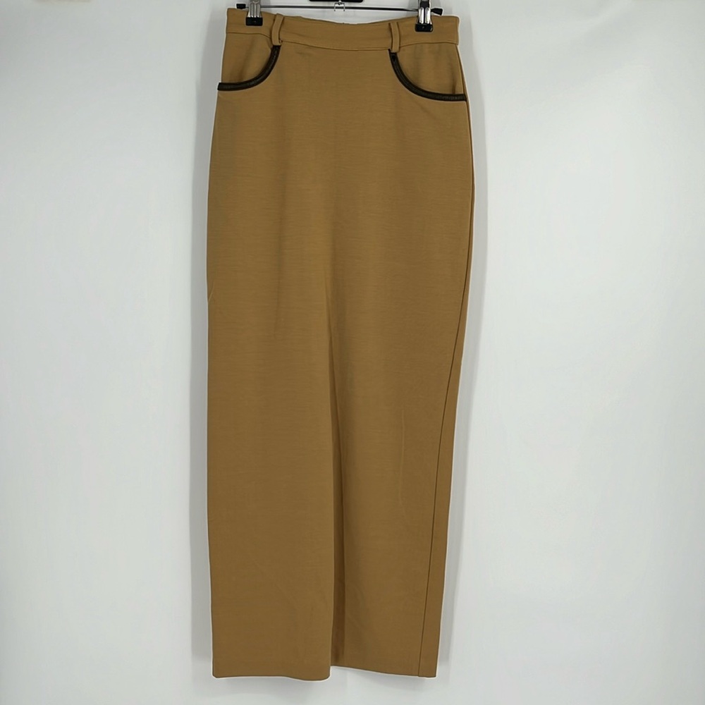 Vintage Moda International Deadstock Tan Maxi Skirt Size 2